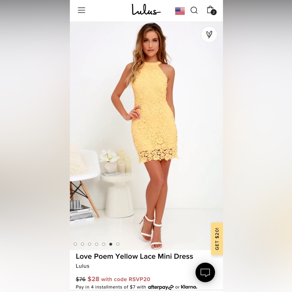 Lulu’s mini yellow lace dress